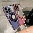 thumbnail image 5 of Decase for iPhone 15 Plus Compatible with MagSafe Case,with Magnetic Ring Holder Stand,Lens Protector,Silm Shockproof Anti-Scratch Sparkle Bling Glitter Anti-Fingerprint Case Cover,Blue, 5 of 9