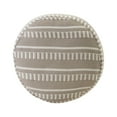thumbnail image 2 of LR Home Medium Striped Indoor/Outdoor Cylinder Pouf, Taupe/White, 20" x 20" x 20", 2 of 10