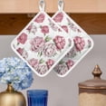 thumbnail image 2 of Pink Floral Pot Holders for Kitchen Heatproof Potholder, 2 Pack Spring Summer Modern Flower Leaf Hot Pads Multipurpose Oven Pads Cloth Potholders Trivet for Cooking and Baking, 2 of 8