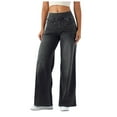 thumbnail image 4 of vigerkar Wide Leg Jeans for Women Elastic High Waisted Denim Pants Long Loose Baggy Palazzo Jeans Stretch Jeans with Pockets Dark Gray, XL, 4 of 9