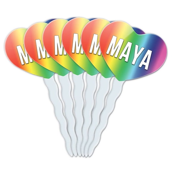 Maya Heart Love Cupcake Picks Toppers - Set of 6