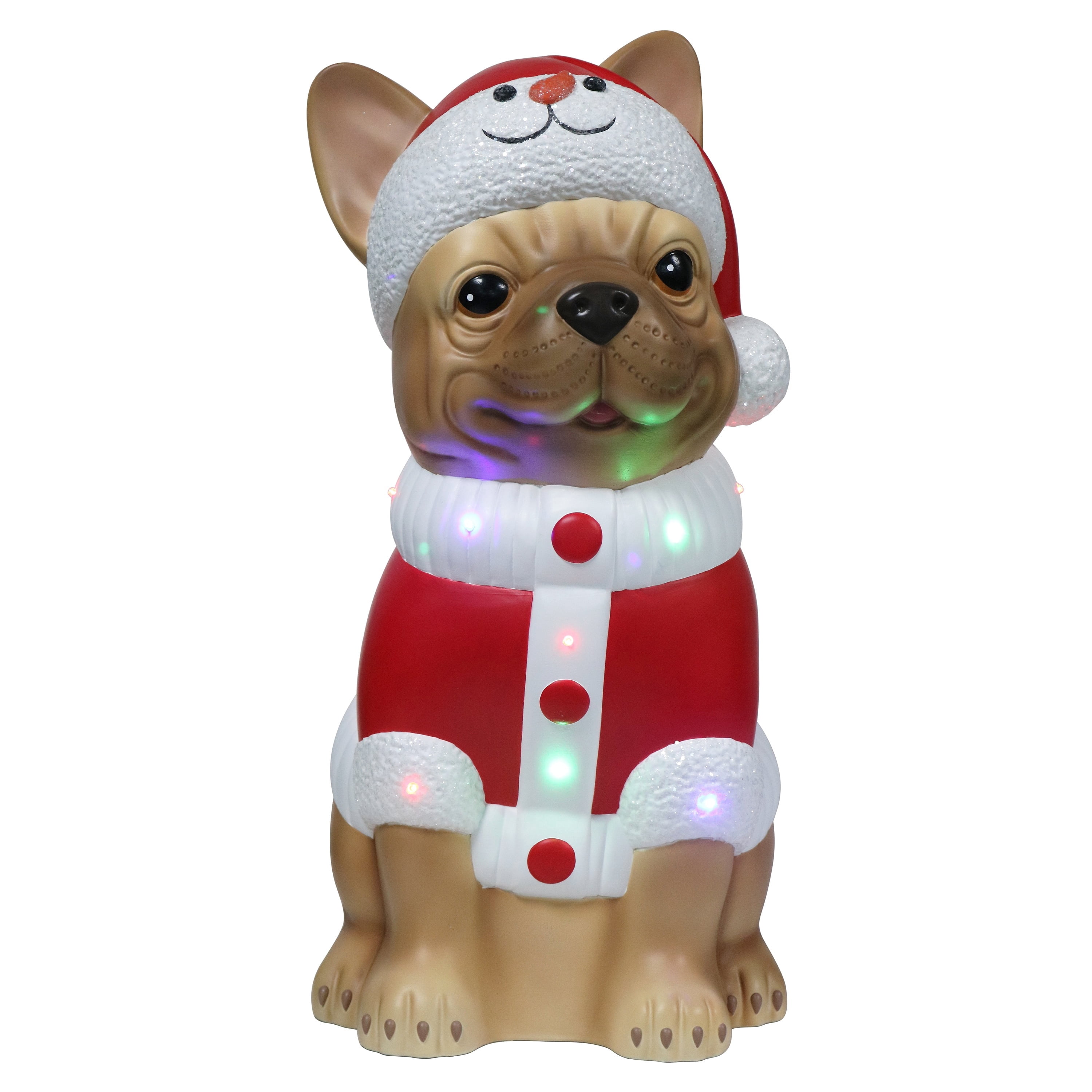 Holiday Time Lighted Blow Mold Pug Christmas Decoration 24" photo 3