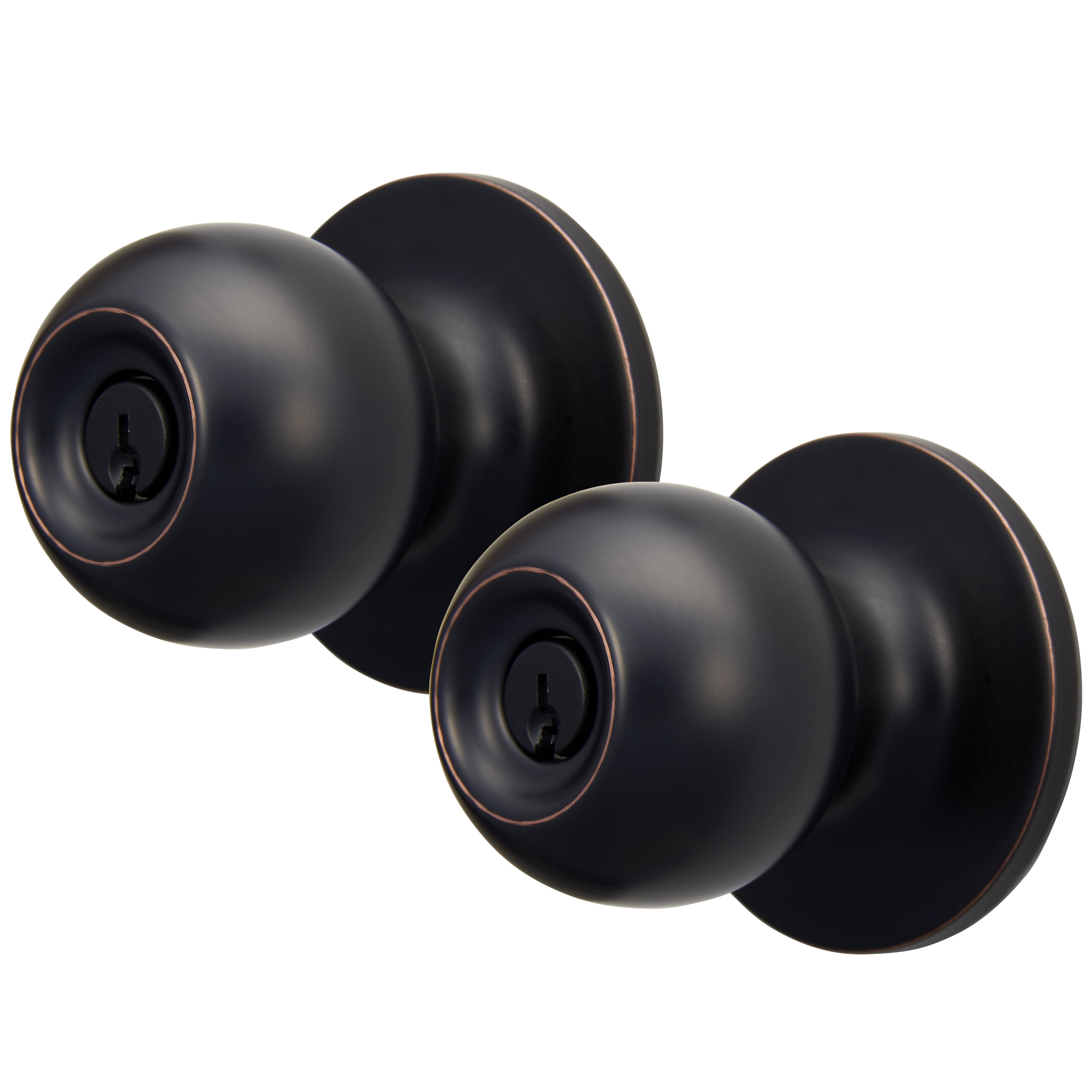 Hyper Tough Keyed Entry Ball Style Doorknob, Oil-Rubbed Bronze Finish, Twin Pack