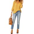 thumbnail image 3 of Nlife Women 3/4 Sleeve V Neck Solid Color Top, 3 of 3