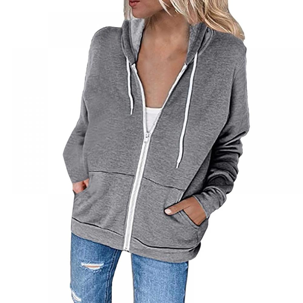 womens dark grey zip up hoodie