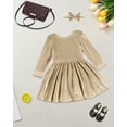 thumbnail image 5 of Kuleyang 2PC Toddler Baby Girls Velvet Tutu Dress Long Sleeve Princess Christmas Birthday Party Twirl Wedding Dresses Fall Winter Clothes Khaki 3-4Y, 5 of 9