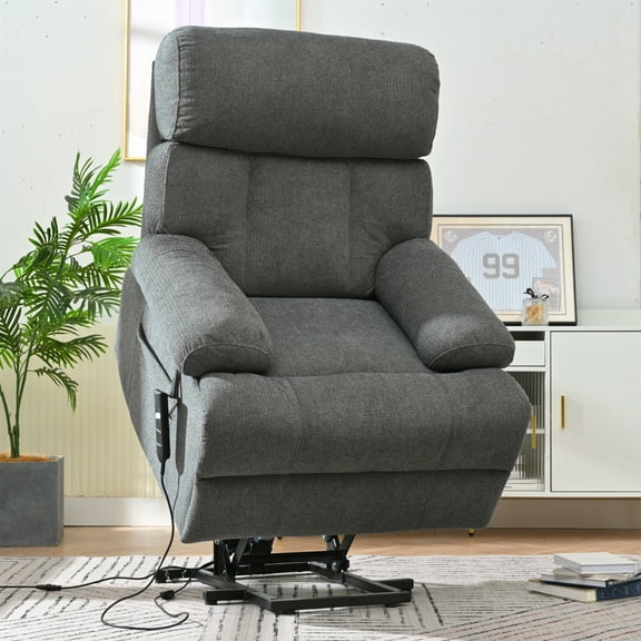 Power Lift Recliner Chair for Elderly, Electric Lazyboy Recliner Chair with Remote Control, Side Pocket, Oversized Recliner Chair for Living Room Bedroom Home Theater(Dark Gray)