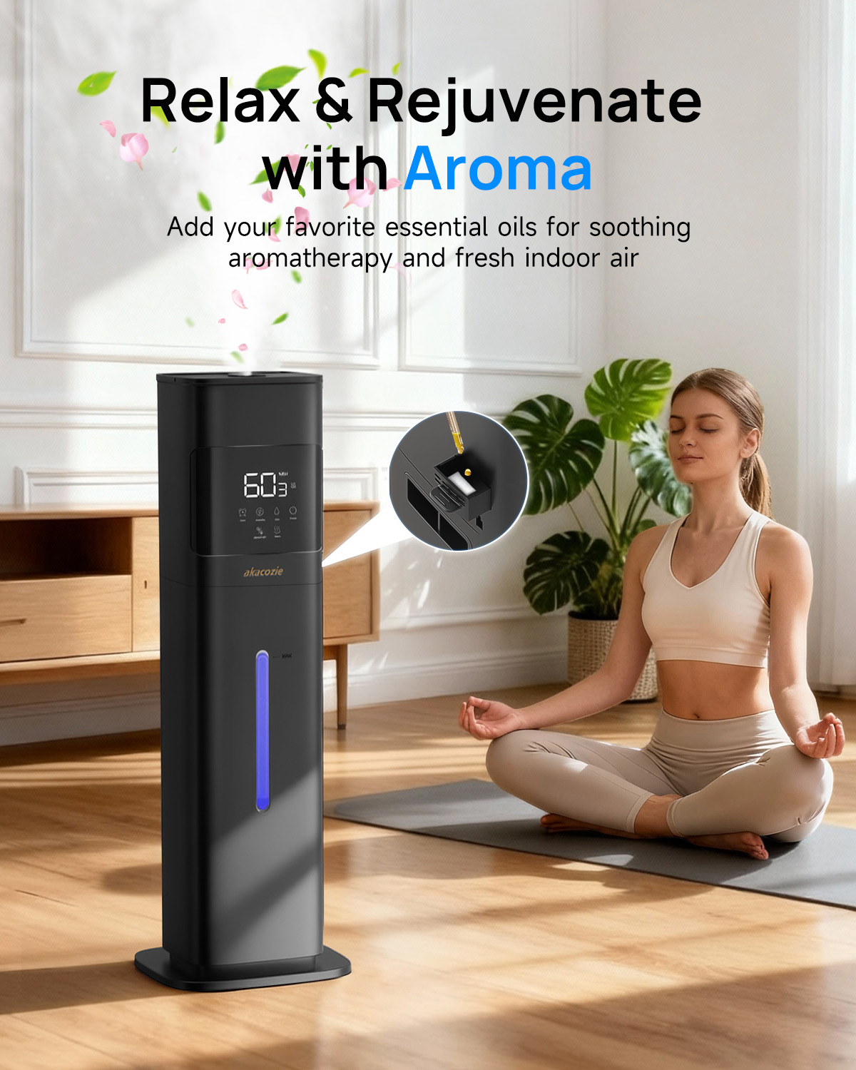 Warm Mist Humidifier, 2.1 Gallon/8 Liter Cool & Warm Mist Humidifier for Room Home, 500 Sq Ft Large Room Humidifier, Black