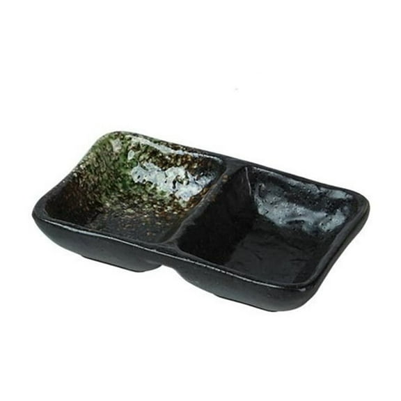 2 Compartment Ceramic Serving Platters Snack Dishes Divided Sauce Dishes for Restaurant Kitchen