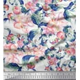 thumbnail image 1 of Soimoi Tissu en Coton Cambrique Feuilles & Bourgeons Imprimé Floral Tissu au Mètre 42 Pouces de Large, 1 of 3