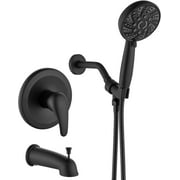 Bathroom Shower Head Kit High Pressure Combo System Shower Faucet 6 Modes ABS Handheld Spray Shower Trim Kit Valve Included Shower Head and Handle Set Brushed Nickel