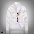 thumbnail image 1 of Nueva chaqueta vaquera de moda para hombre, chaqueta vaquera blanca de vaquero, chaqueta vaquera ceñida informal para hombre, abrigo de algodón, prendas de vestir, ropa masculina brillar Electrónica, 1 of 5