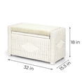 thumbnail image 5 of SK New Interiors Bruno Rectangular Chest Ottoman  32" ECO Natural Rattan Wicker Handmade w/ Cushion, White Wash, 5 of 6