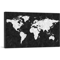 ARTCANVAS Printed White Black Marble World Map Canvas Art Print - Size: 60" x 40" (0.75" Deep) (3-Piece)