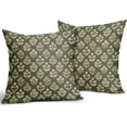 thumbnail image 2 of Olive Green Floral Block Print Pillow Covers 20x20 Inch Set of 2, Vintage Flower Pattern Decorative Throw Pillowcases Outdoor Farmhouse Cushion Covers Spring Summer Rustic Sofa Couch Bed Decor, 2 of 6