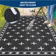 thumbnail image 4 of Volkmi Reversible Geometric Outdoor Rug – Waterproof, UV Resistant Low-Pile Plastic Mat for Patio, Garden, Camping, Easy to Clean, Large 9x12ft, Black/White, USA Specs, 4 of 11