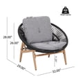 thumbnail image 6 of Outdoor Lounge Chair, Papasan Style with Grey Cushion, Dark Grey Wicker and Iron Frame, Water-Resistant Fabric for Outdoor Patio Garden Balcony, Single Chair, 6 of 10