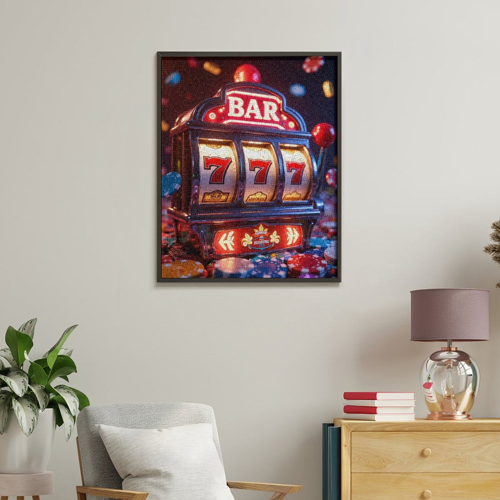 Paint by Numbers Kit for Adults, Slot Machine Jackpot Casino 777 Paint by Numbers, Easy Paint by Numbers Kit for Adults Beginner, DIY Adult Paint by Number Kits on Canvas, Home Decor