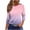 Pink, variant on Staron Women's Ombre T-Shirt 3/4 Sleeve Round Neck Casual Blouse Loose Top Fashion Printed Tee, Pink XXL