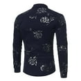thumbnail image 3 of Njoeus Men's Hipsters Gold Rose Floral Printed Dress Shirt Slim Fitted Long Sleeve Button Up Party Prom Shirts, 3 of 3