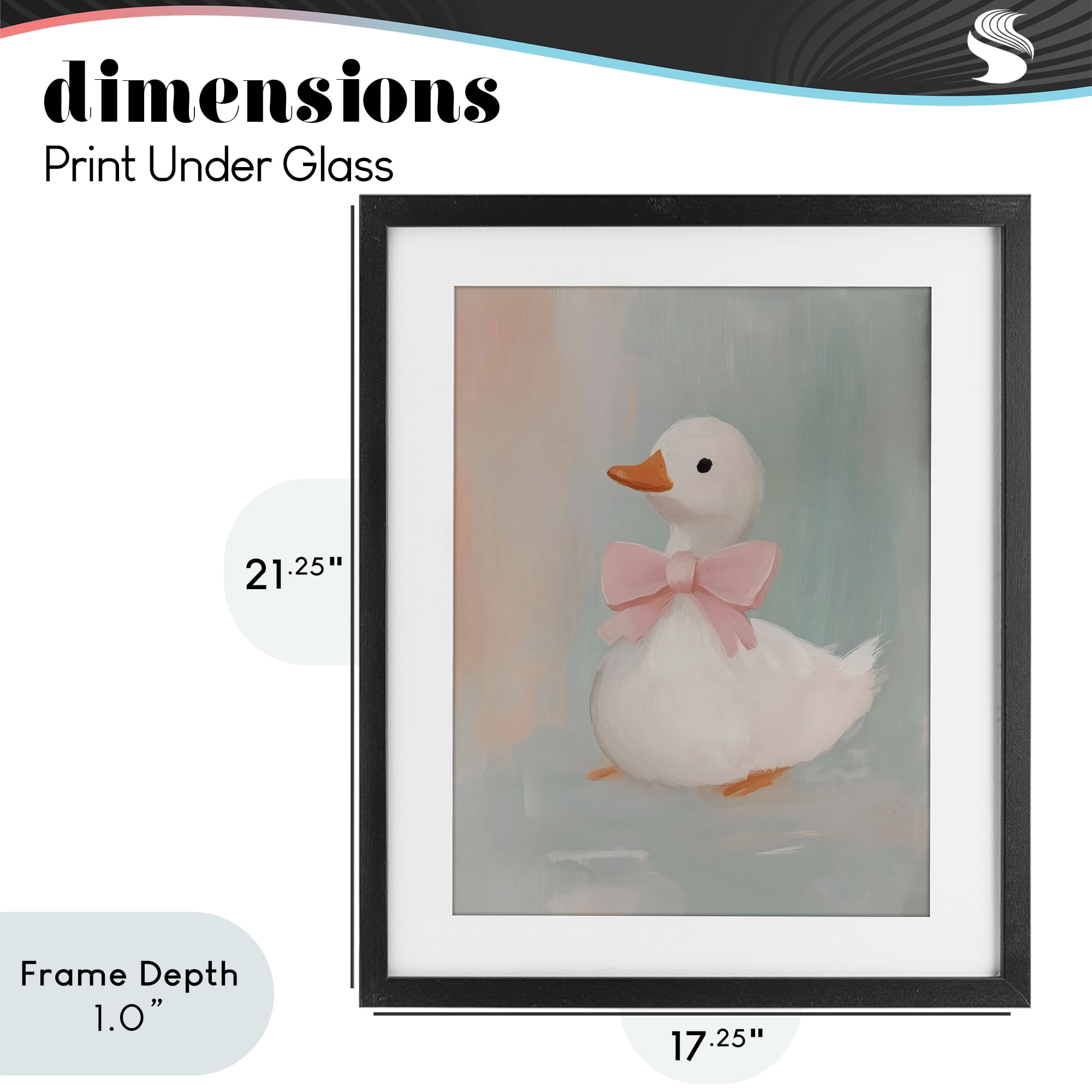 Stupell Industries Duckling Portrait with Bow Black Framed Print Under Glass, design by The Prints Vibe