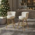 thumbnail image 3 of HomeZeer 26" Counter Height Bar Stools, Furniture Round Low Back Pedestal Bar Stool, PU Leather Swivel Bar Chair for Kitchen,White (Set of 2), 3 of 9