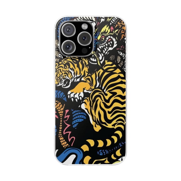 Phone Case Tiger Dragon American Tattoo Style Don Hard Biker Flexible Art - iPhone 16 Pro Max