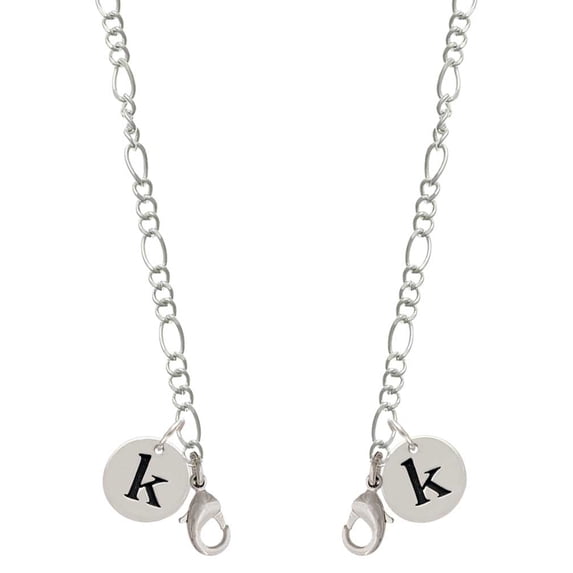 Silvertone Disc 1/2'' Initial - k - Silvertone Face Mask Necklace