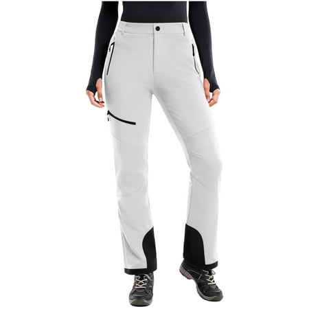 yardsong Womens Ski Snow Pants Waterproof Fleece Lined Insulated Warm Snowboard Hiking Snowpants White XXXL