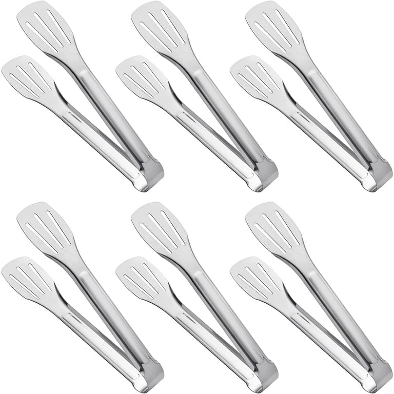 Kitchen Supplies Utensils Dinner Clips Kitchen Tongs, Self-service Tongs,  Stainless Steel Food Tongs, Small Tongs (9 Inch) (silver) (6pcs)