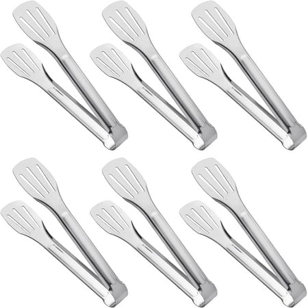 

Kitchen Supplies Utensils Dinner Clips Kitchen Tongs Self-Service Tongs Stainless Steel Food Tongs Small Tongs (9 Inch) (Silver) (6pcs)