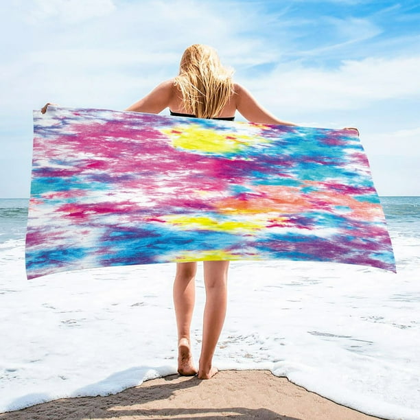 Toalla de playa de microfibra, súper colorida, resistente a la arena, multiusos, para viajes, piscina, 76 x 152 cm