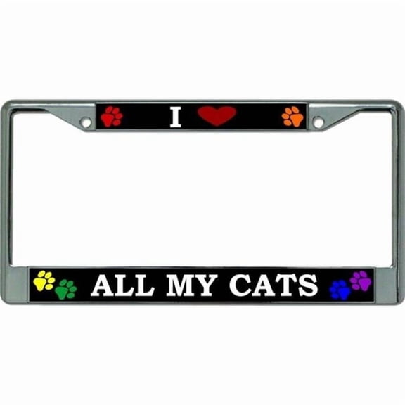 I Love All My Cats Chrome License Plate Frame