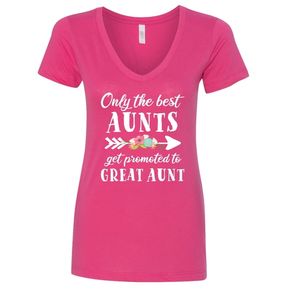 Inktastic Only the Best Aunts Get Promoted to Great Aunt with Flowers Women's V-Neck T-Shirt