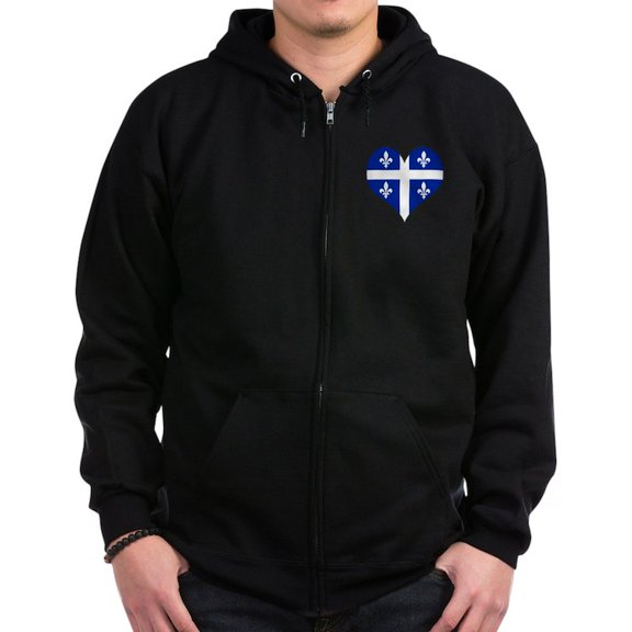 CafePress - Quebec Heart Zip Hoodie (Dark) - Zip Hoodie, Classic Hooded Sweatshirt with Metal Zipper