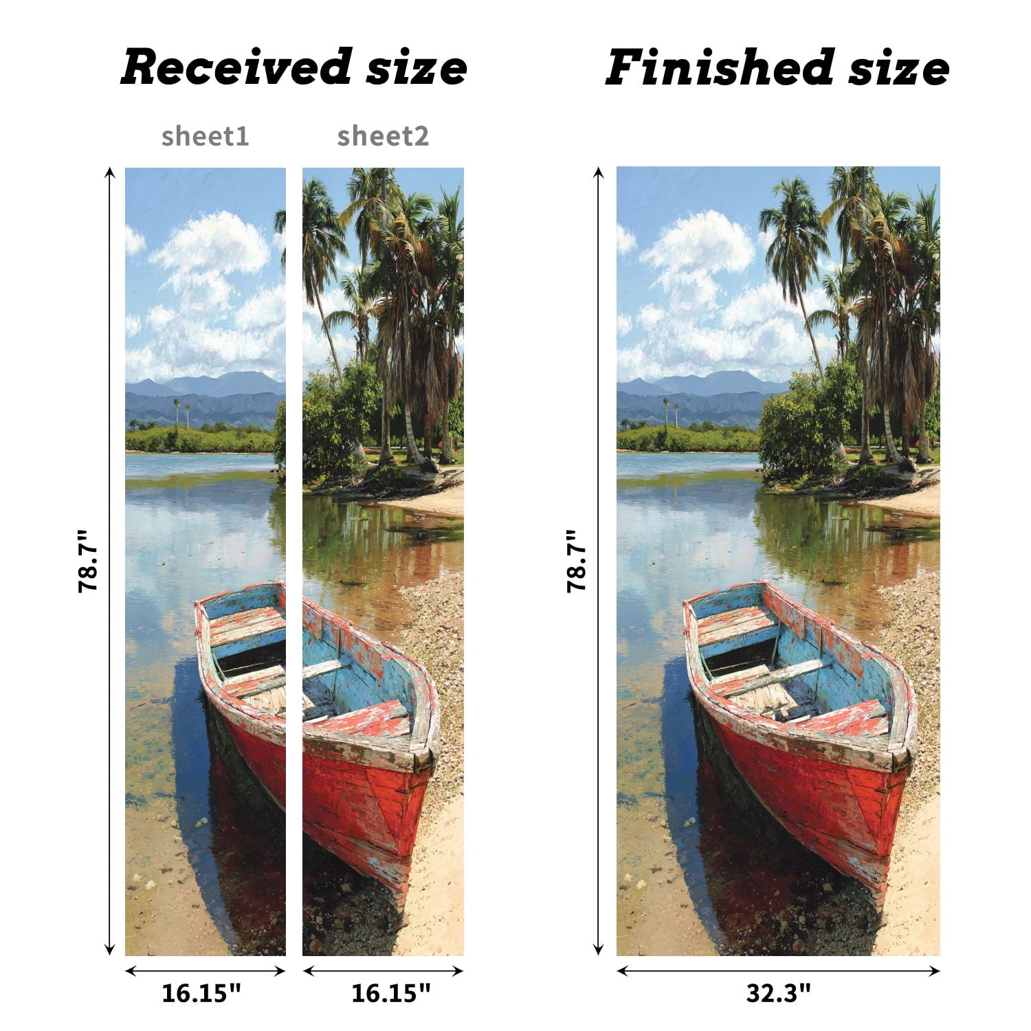 Self Adhesive Vinyl Refrigerator Wrap Set Old Fishing Boat Jacmel Haiti Door Mural Removable Fridge Sticker Peel and Stick&nbsp;Full Door Cover Decal Kitchen Bar Decor