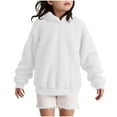 thumbnail image 5 of Girls Fleece Sweatshirt Long Sleeve White Hoodie For Girls Casual Loose Fuzzy Top Pullover Clothes For 9-10 Years Old Girls, 5 of 5