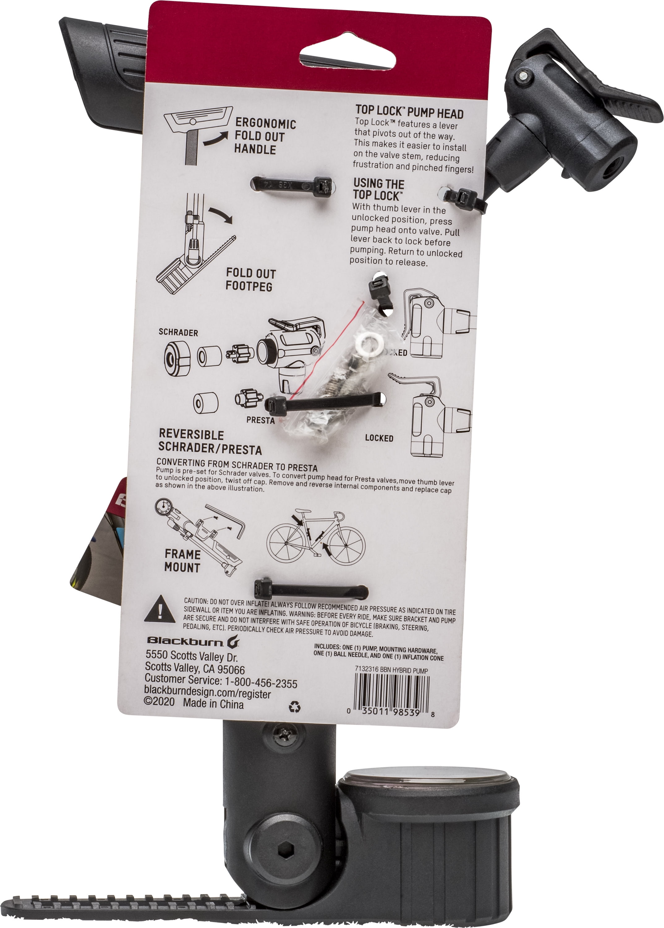 Blackburn Hybrid Bicycle Frame Pump with Pressure Gauge Reversible Pump Head Black Walmart