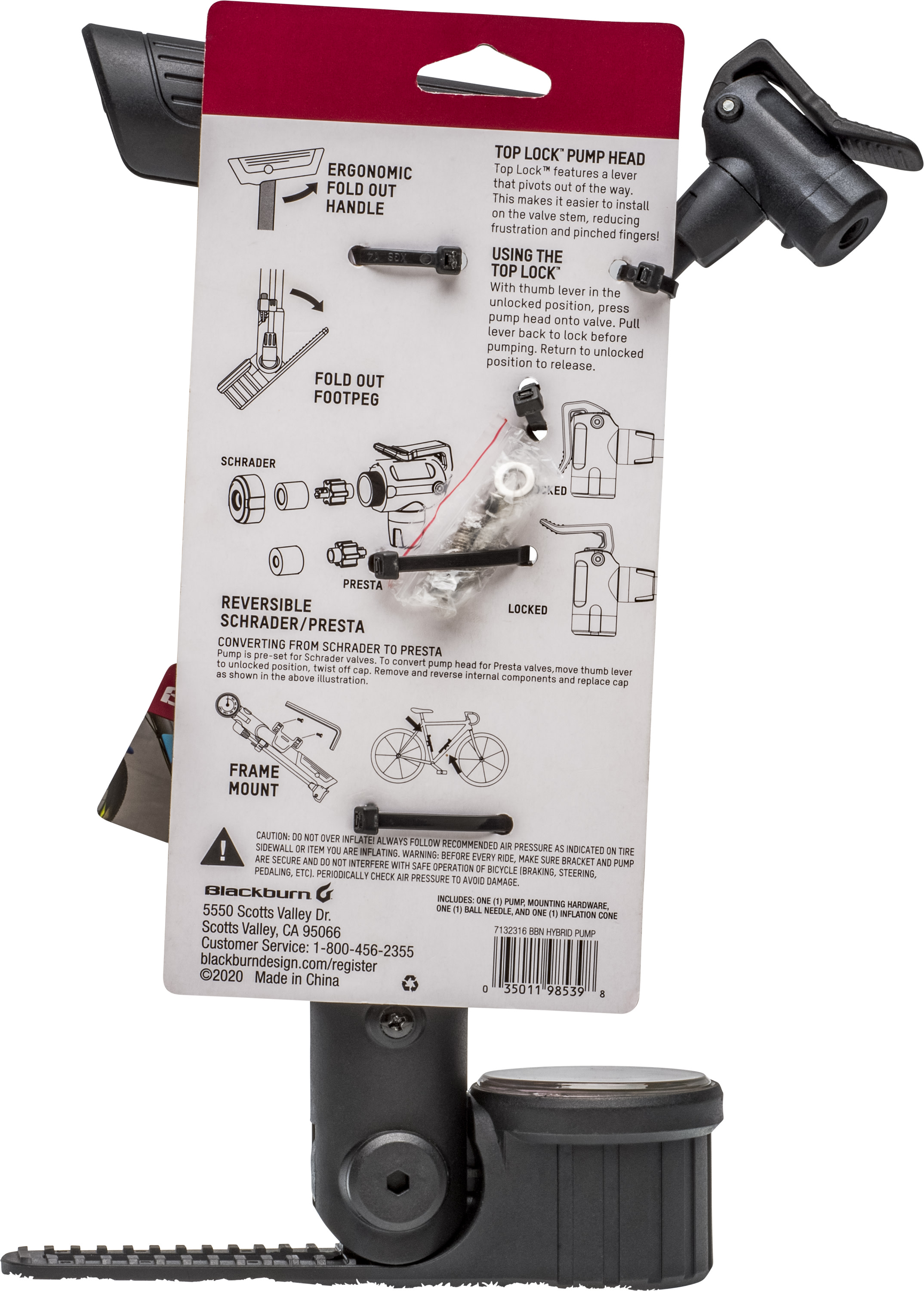 Blackburn Hybrid Bicycle Frame Pump with Pressure Gauge photo 8