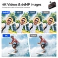 thumbnail image 4 of 4K Digital Camera with Dual Screens, 18X Zoom, Fill Light, Autofocus, Vlogging Camera Kit Includes 64GB SD Card & 2 Batteries, 4 of 12