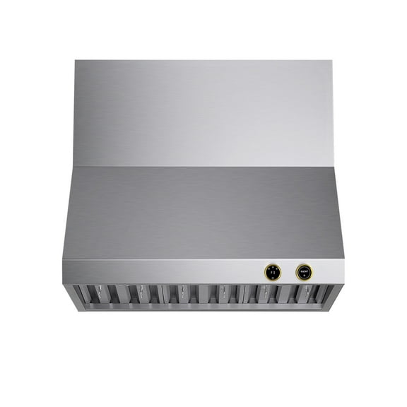 36 in. 900 CFM Ducted Wall Mount Range Hood in Stainless Steel with Gold