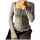 thumbnail image 1 of Top corto de manga larga para mujer, camiseta elegante con hombros descubiertos, camisas Harajuku ajustadas Vintage, blusa Fridja hkj5456, 1 of 9