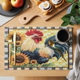 thumbnail image 2 of Placemat Set of 4 Retro Rooster Sunflower Placemats for Dining Table Vintage Plaid Washable Table Mats for Kitchen and Party Decor Indoor & Outdoor Use, 2 of 8