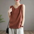 thumbnail image 3 of DuoJiaJ Women's Solid Cotton Linen Plus Size Loose Tank Top Sleeveless Summer Casual Inner Or Outerwear Tee Shirt Cotton Tank Tops For Women Red XL, 3 of 3