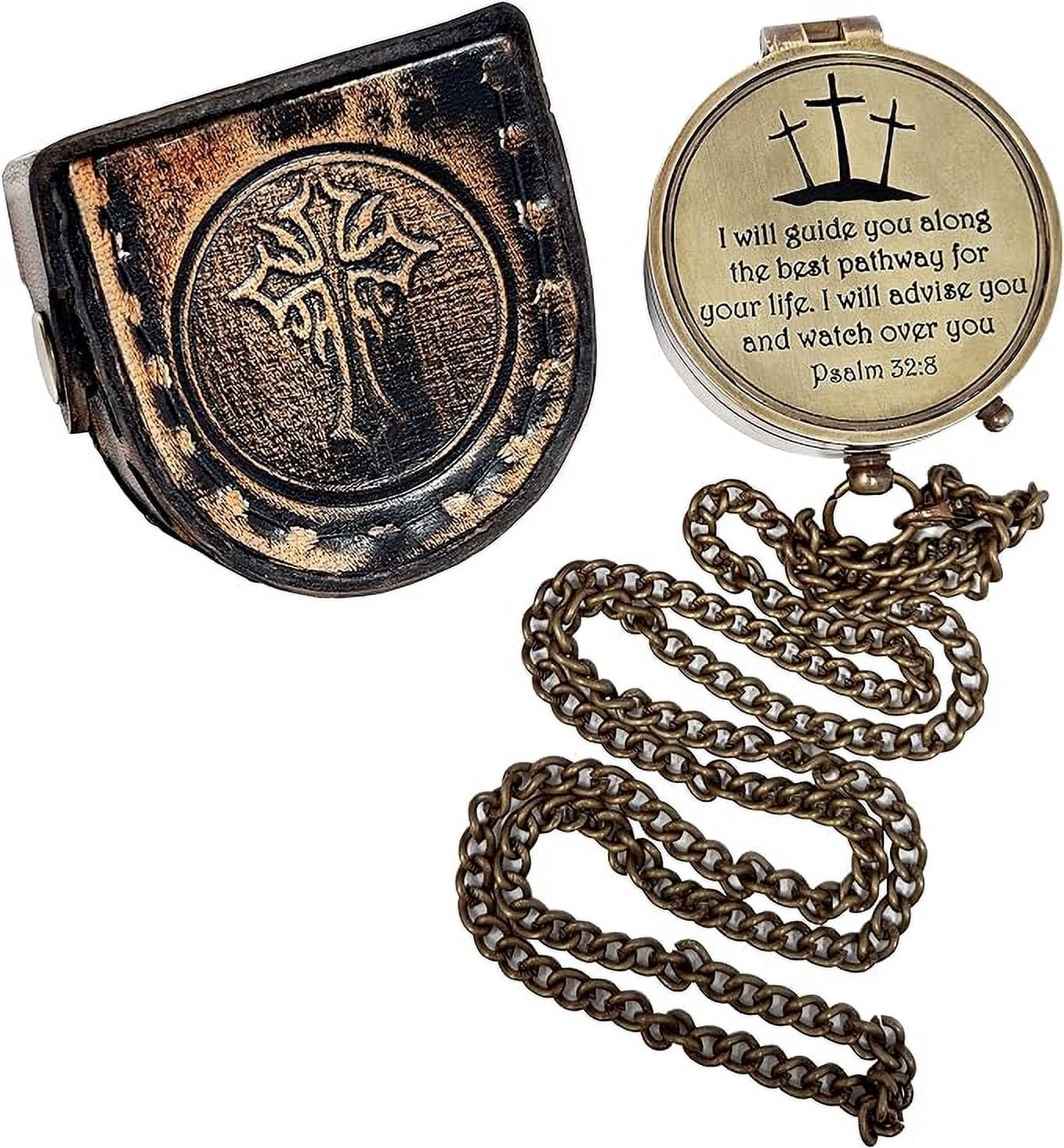 Maritime Treasures Instruments Brass Compass Engraved Gift for Son, Grandson, Daughter, Baptism, Confirmation Communion Godson Church Graduation Day Psalm 32:8