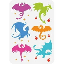Wing Dragon Painting Stencil 8.3x11.7inch Reusable 6 Styles Pterosaur Pattern Drawing Template DIY Star Fire Dragon Silhouette Stencil for Painting on Wood Wall Fabric Furniture DIY
