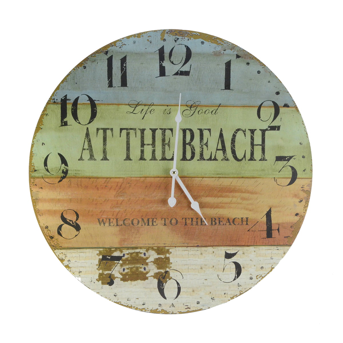 Large Wall Clock Hawaii Sun Beach Ocean Water Bar Sign Home Decor Classic Brown 18 inch Wall Decor