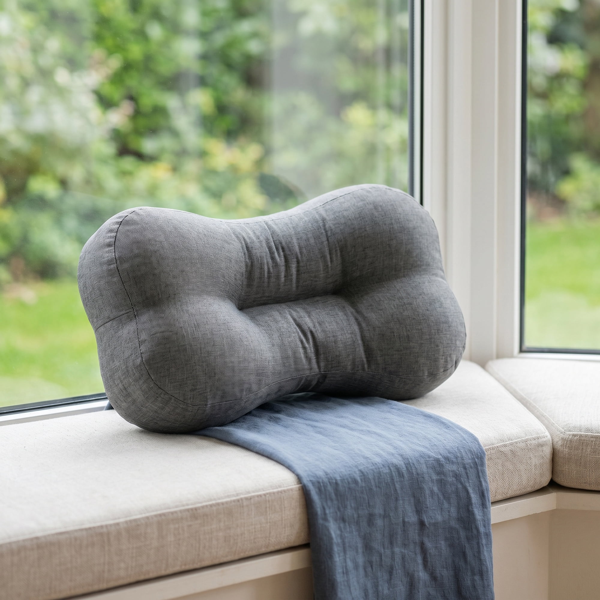 Unique Bargains Lumbar Support Pillow Flax Back Support Smoky Gray 18.9" x 10.6"