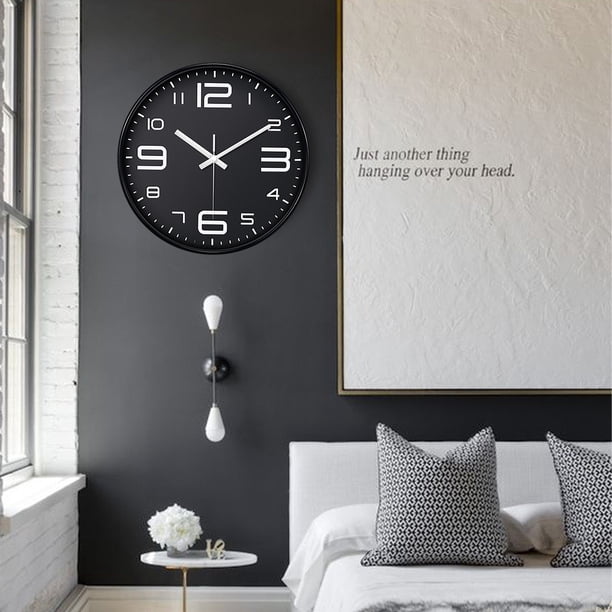Horloge Murale Bois 30CM Silencieuse Moderne - Pendule Ronde Facile à Lire pour Décor Chambre, Cuisine, Domicile, Salon, Bureau (Blanc