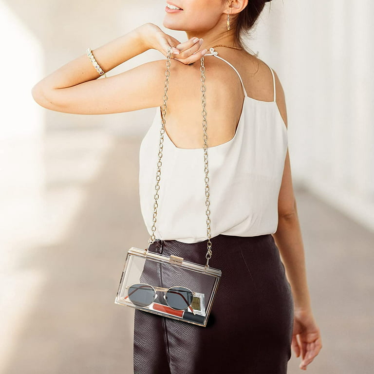 Women Box Acrylic Transparent Handbag Chain Shoulder Buckle Flap Bag  Messenger Bag Female Evening Wedding Party Clutch Purse